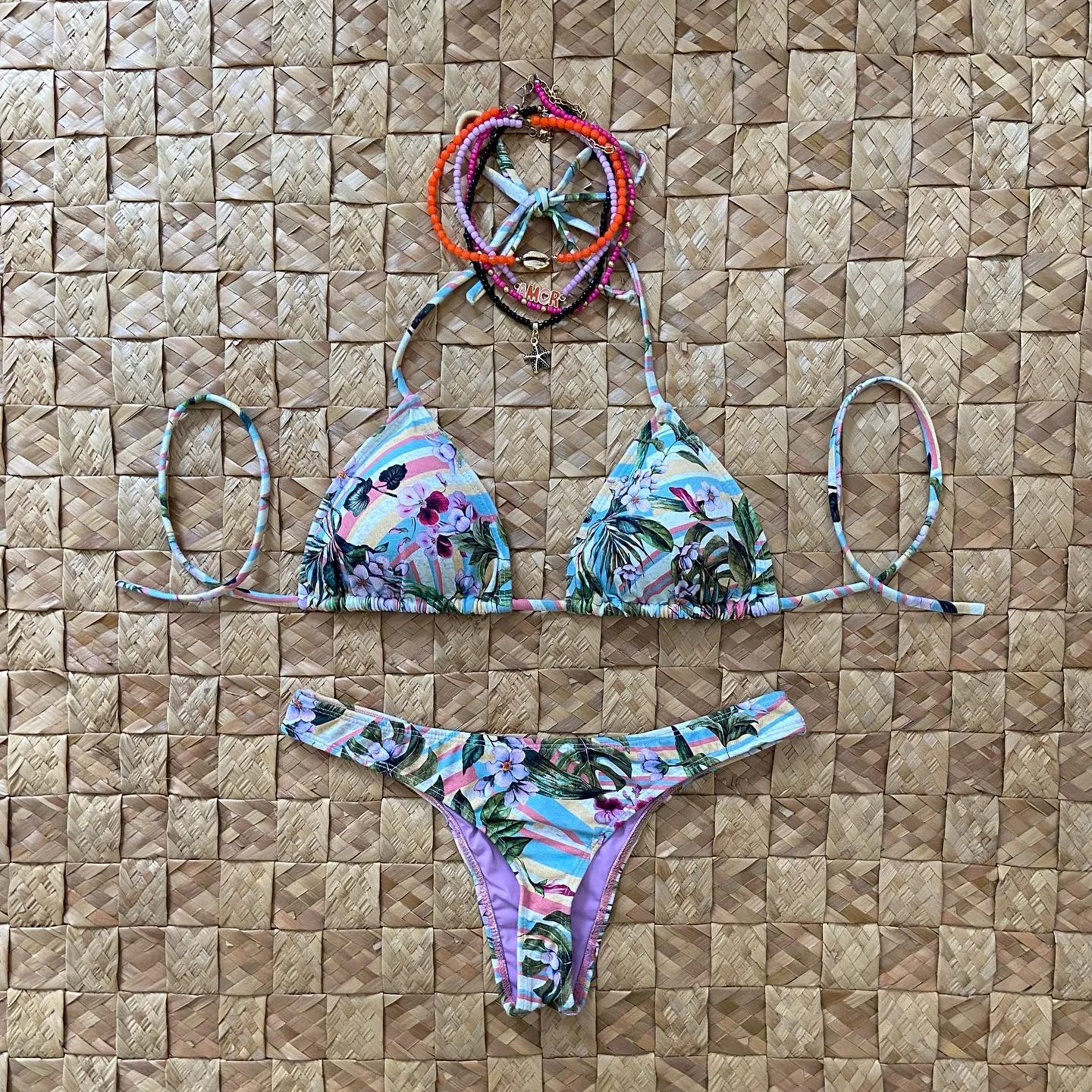 Holiday style coconut palm pattern bikini