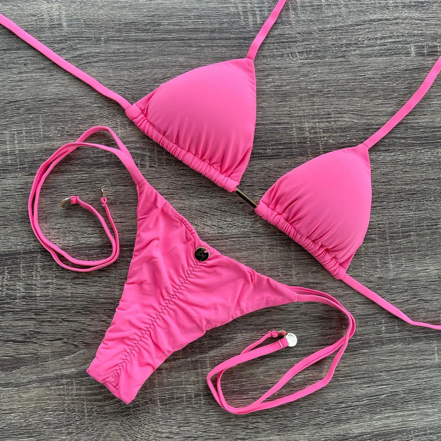 Fashion Solid Color Print Strappy Sexy Split Bikini