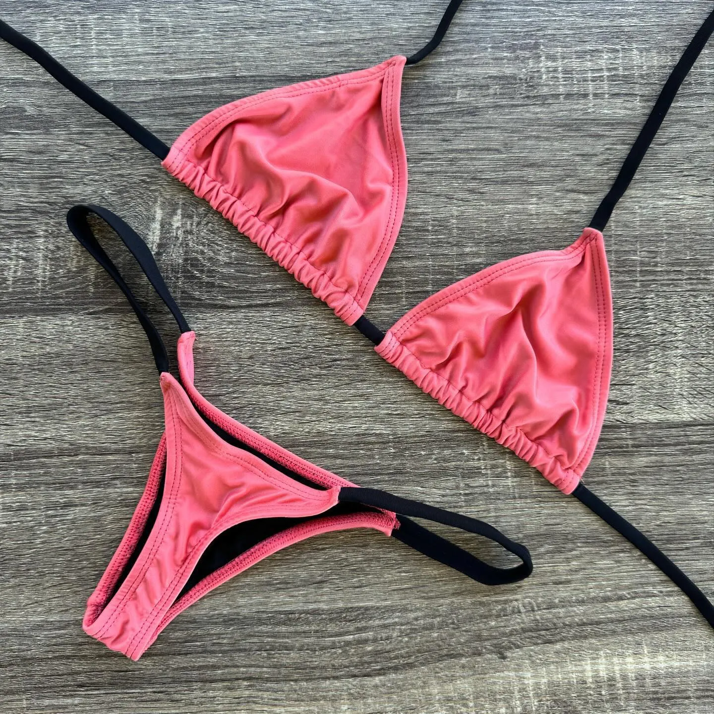 Solid Color Contrast Print Sexy Split Bikini