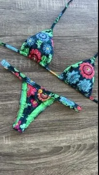 Fashion Flower Print Sexy Split Bikini