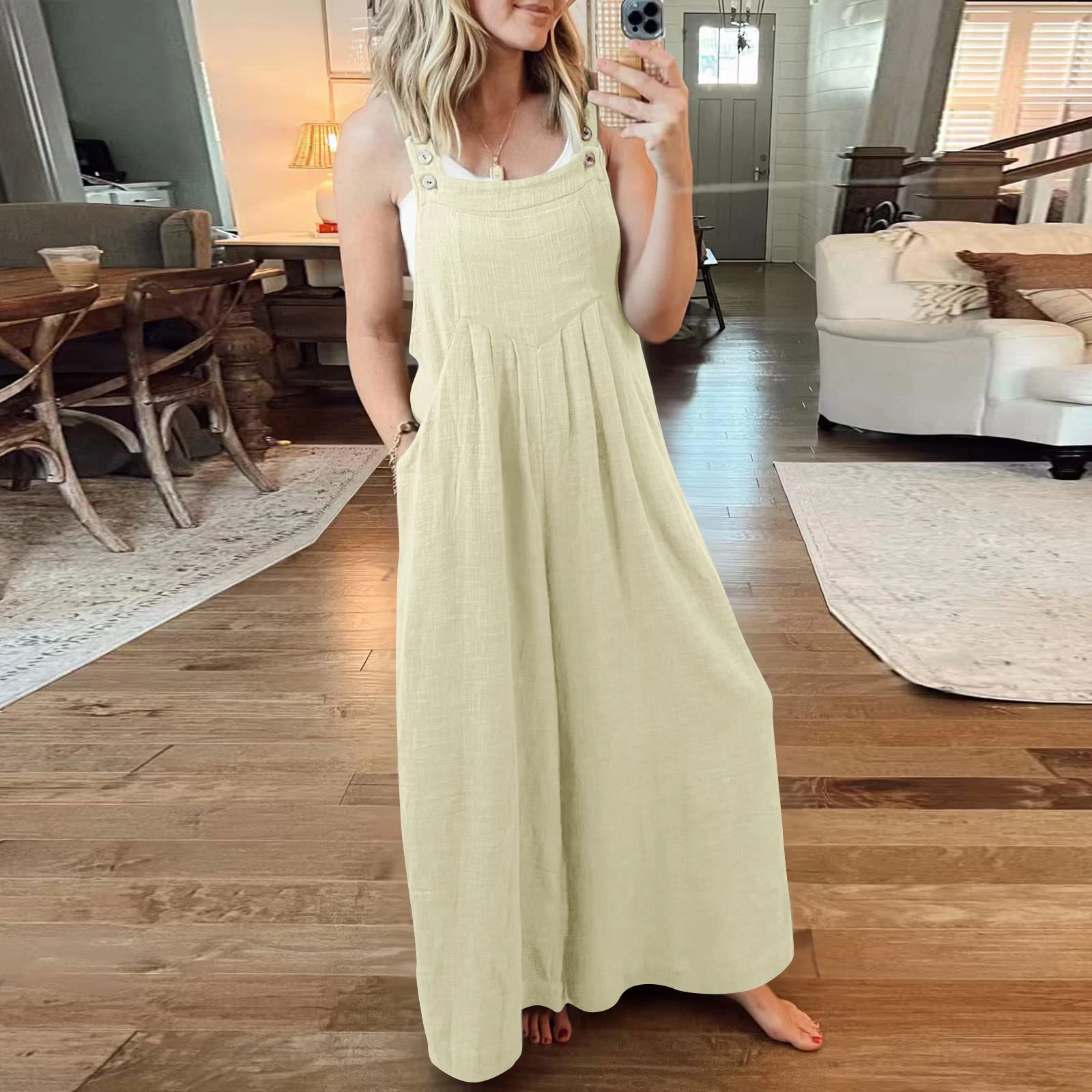 Last Day 49% OFF🔥Women's Sleeveless Wide Leg Jumpsuit with Pockets