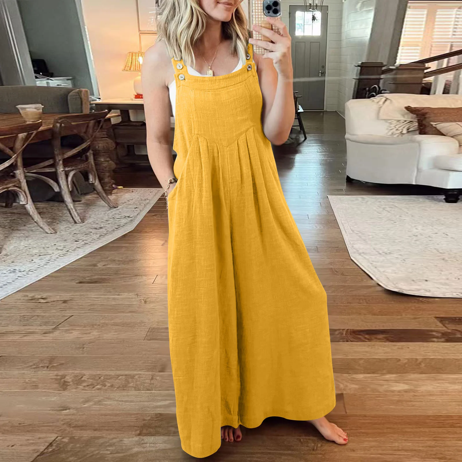 Last Day 49% OFF🔥Women's Sleeveless Wide Leg Jumpsuit with Pockets